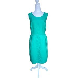 j crew kelly green dress J. Crew Kelly Green Eyelet Sleeveless Cotton Midi Shirt Dress Womens Sz Small